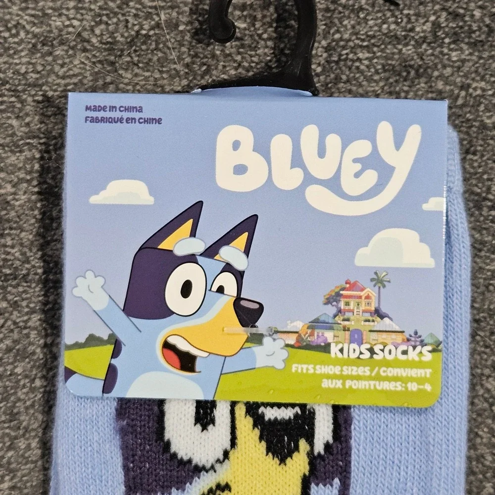 Bluey‎ Kids Socks Child Size 10-4 Character Print Crew Socks Blue
